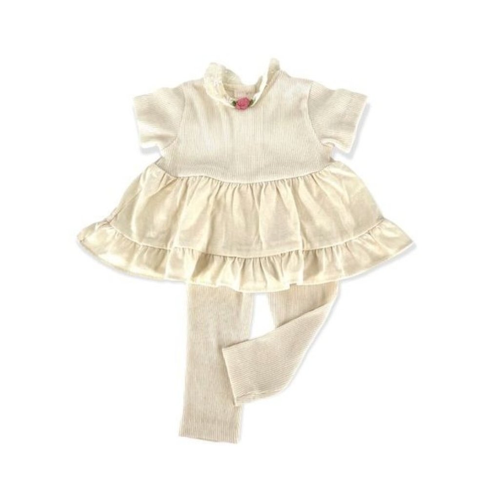 Vintage Evy Cream 2 Piece Girl Set - Cream | Ivory | Girls 18 Months